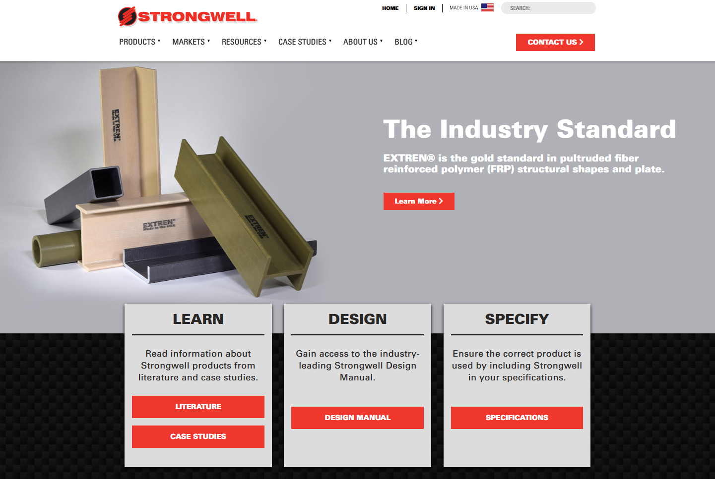 Strongwell Website homepage