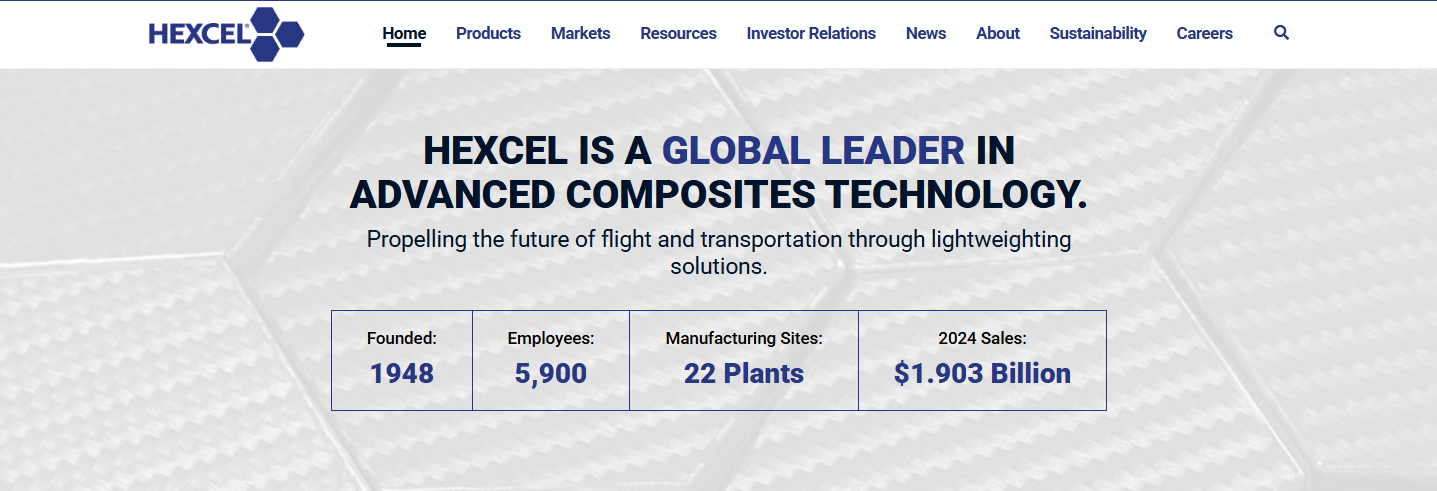 Hexcel Corporation Website homepage