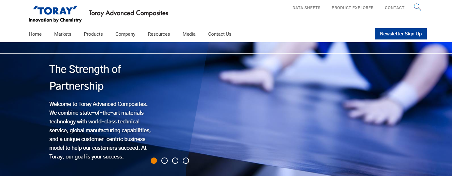 Toray Advanced Composites Website homepage